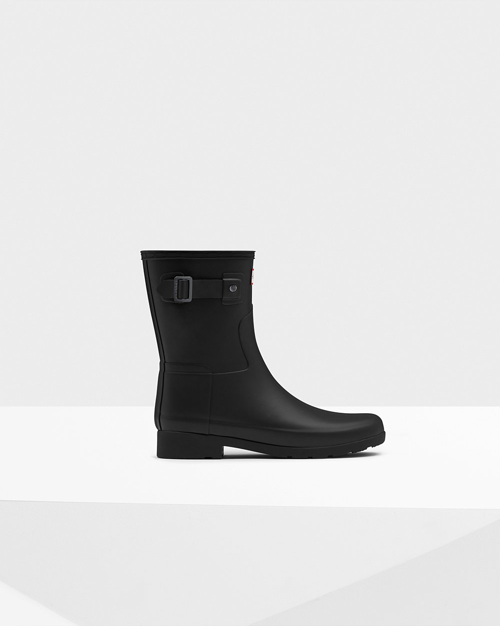 Hunter Refined Slim Fit Short Rain Boots - Clearance Womens Black - ZWSJVT624